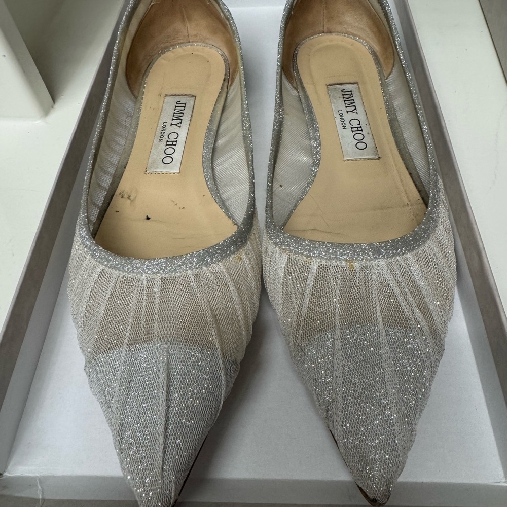 Jimmy Choo love Silver Glitter Women's Shoes size 6.5